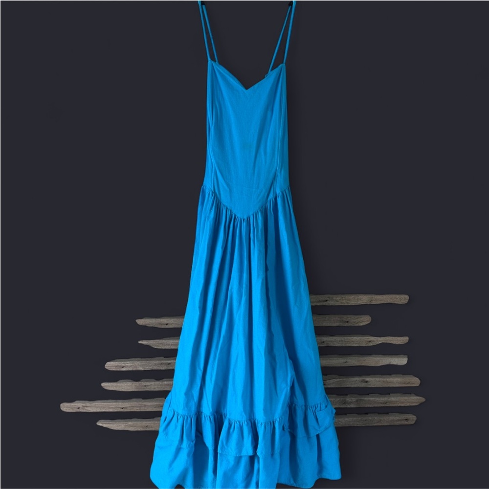 Impromptu Vintage Blue Tiered Maxi Dress